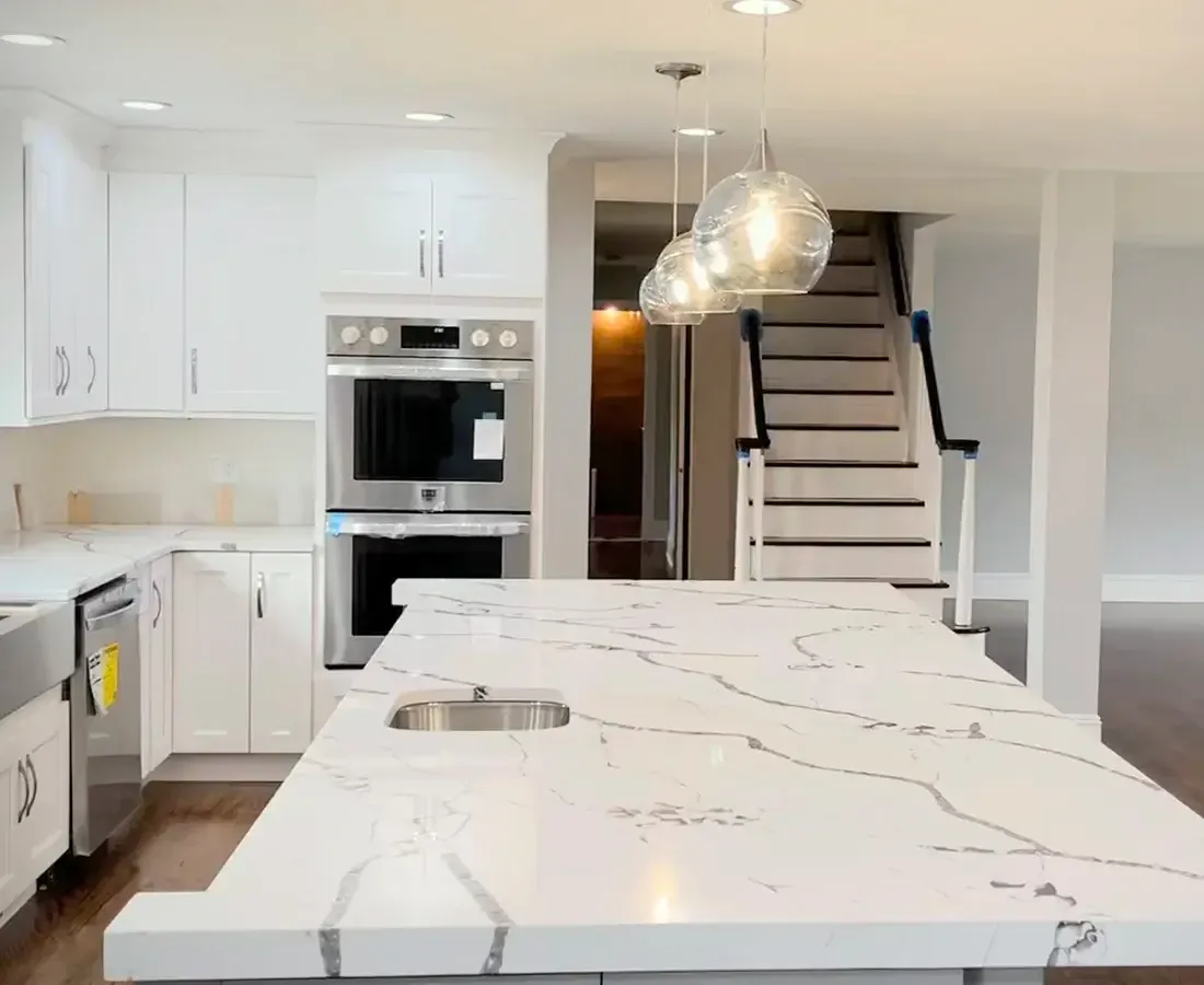 white kitchen counter