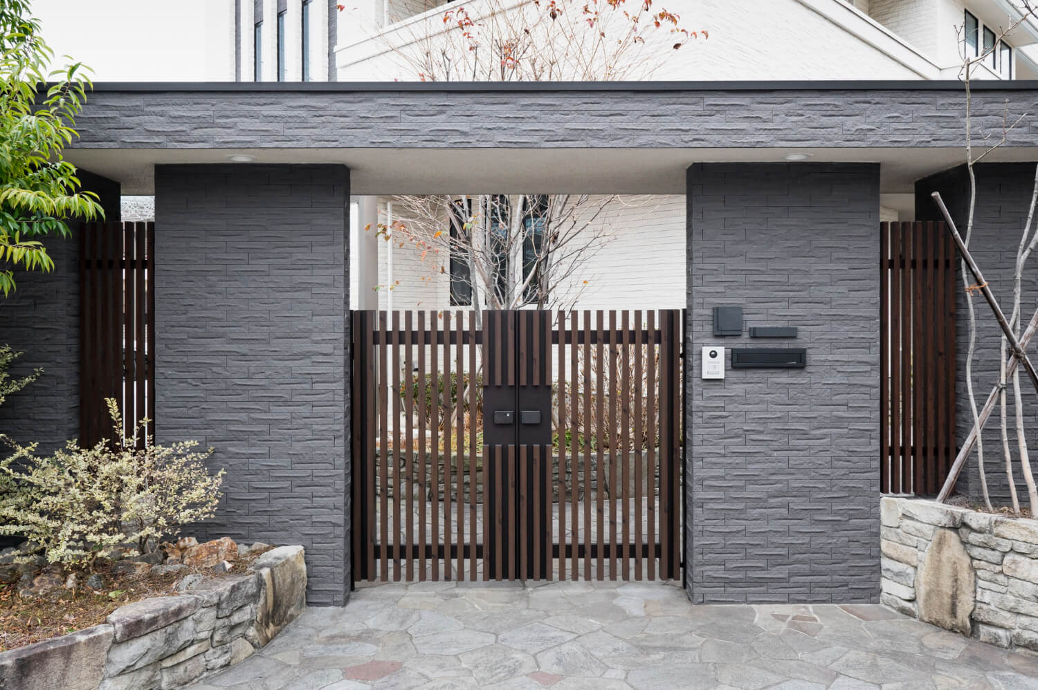 front entrance portico with columns